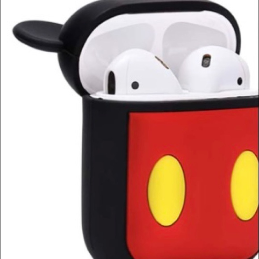 Disney Mickey Mouse Wireless Earbud Case Cover AirPods (Gen 1/2) Red Black - Picture 1 of 3